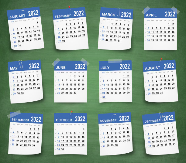 黑板上的2022年日历-黑板图片下载