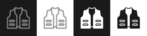 黑色背景上的渔 jacket 图标图片下载