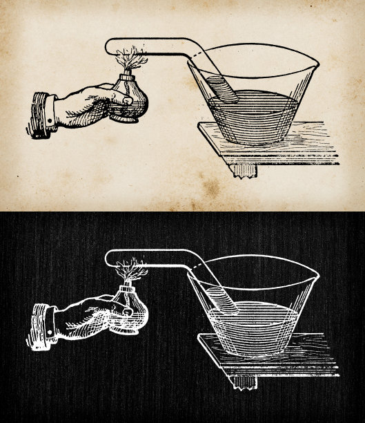 古董雕刻插图:化学实验图片下载