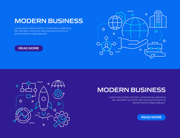 现代商业相关线风格矢量插图图片下载