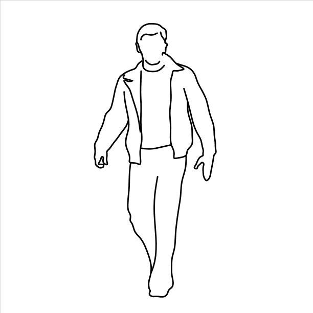 一个人散步的草图设计图片下载