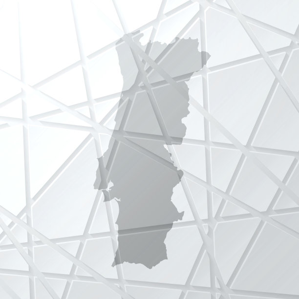 葡萄牙地图与网状网络在白色背景图片下载