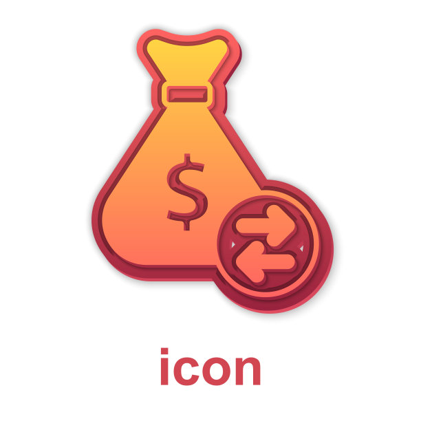 白色背景上孤立的金色钱袋图标图片下载