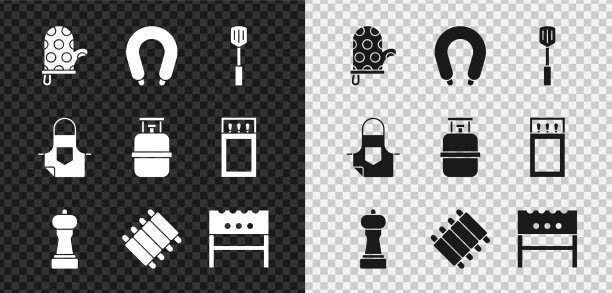 设置烤箱手套香肠烧烤铲胡椒图片下载