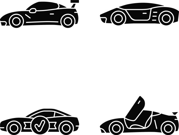 赛车模型的黑色字形图标设置为白色图片下载