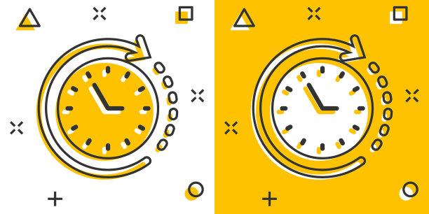 时钟图标漫画风格的手表卡通上的白色图片下载