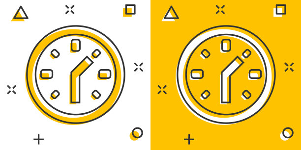 时钟图标漫画风格的手表卡通上的白色图片下载