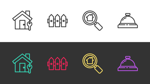 设置线房子与钥匙花园篱笆木制图片下载