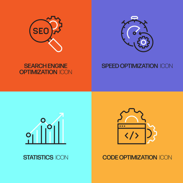 SEO相关线性图标矢量符号插图图片下载