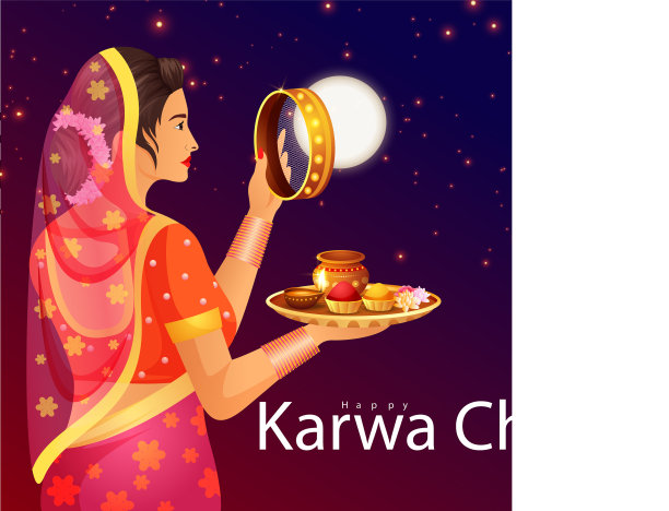 横幅设计的快乐karwa chauth图片下载