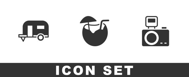 设置房车露营拖车椰子鸡尾酒和照片图片下载