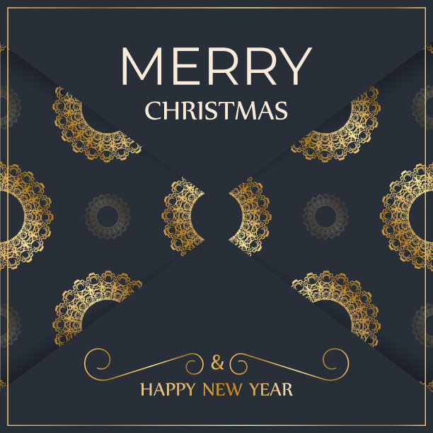 节日贺卡的新年快乐深蓝色图片下载