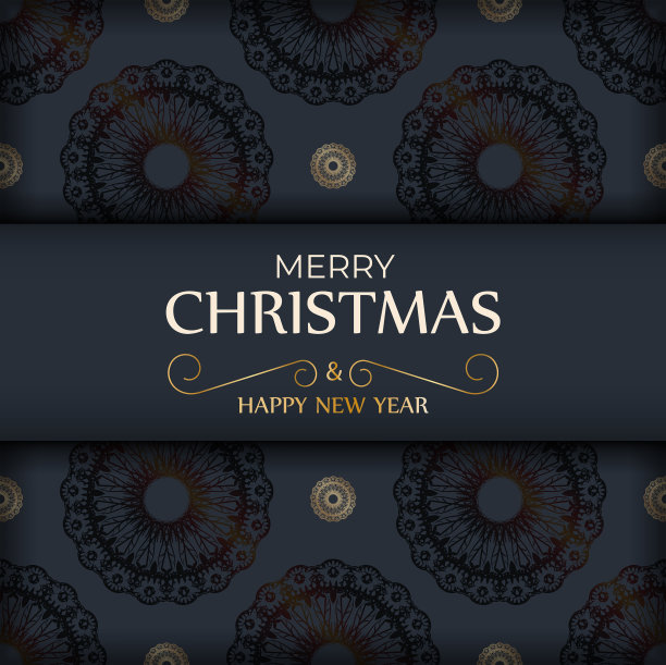 节日贺卡，圣诞快乐深蓝色图片下载