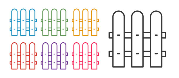设置行花园围栏木图标孤立上图片下载
