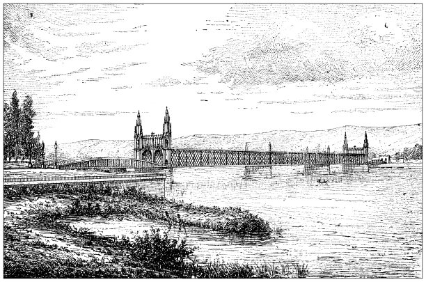 古董插画:莱茵桥，凯尔图片下载