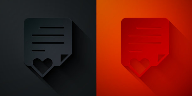 印有情人节心形图案的剪纸信封图片下载