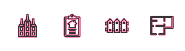 设置行摩天大楼花园篱笆木房子图片下载