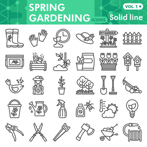 园林线条图标集农业符号图片下载