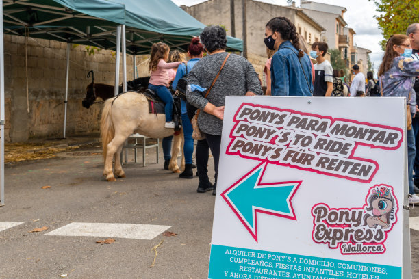 10月31日，一年一度的秋季集市在马略卡镇波雷雷斯举行。公司致力于儿童小马骑在受控的城市环境图片下载