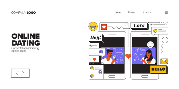 为登陆页，网站横幅，在线广告，广告和营销材料的在线约会概念图片下载