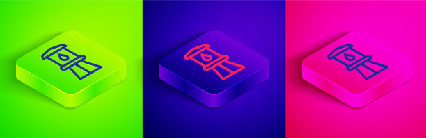 2.5D线条水塔图标，绿色背景图片下载