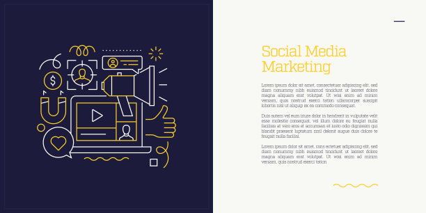 矢量集插图社会化媒体营销概念。线条艺术风格的网页，横幅，海报，印刷等背景设计。矢量插图。图片下载