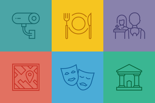 城市生活相关线图标。向量符号说明。图片下载