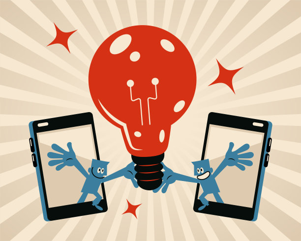 两名商人通过互联网(智能手机)产生了伟大的想法图片下载