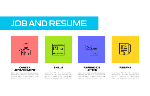 工作和简历相关的直线图标。向量符号说明。图片下载