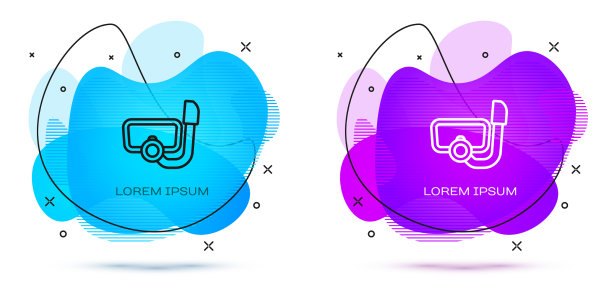 线潜水面罩与通气管图标隔离图片下载