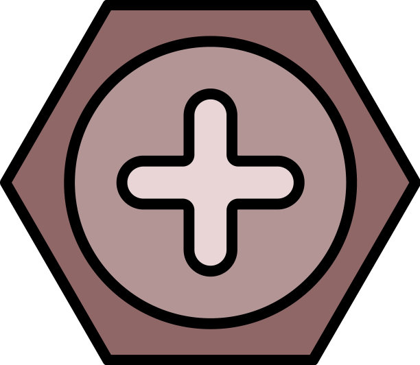 六角螺杆顶部图标颜色轮廓图片下载