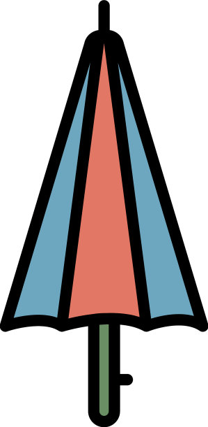 折叠沙滩伞图标颜色轮廓图片下载