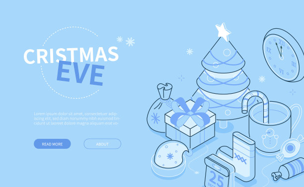 平安夜-线设计风格等距网图片下载