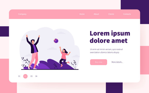 快乐的女孩和爸爸一起打排球图片下载