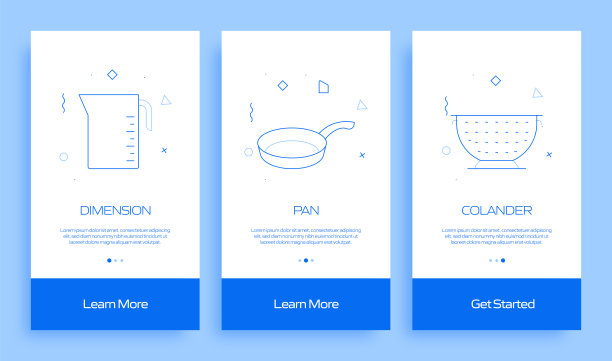 带平面图标的移动应用程序页面屏幕。UI设计模板矢量插图图片下载