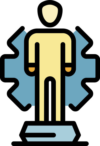 人物和齿轮图标颜色轮廓图片下载