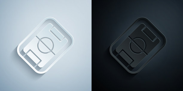 剪纸足球或足球场图标孤立图片下载