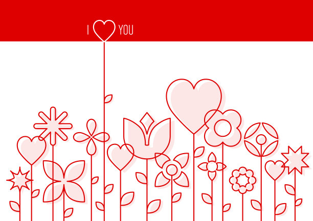 抽象的鲜花和心的情人节卡片图片下载