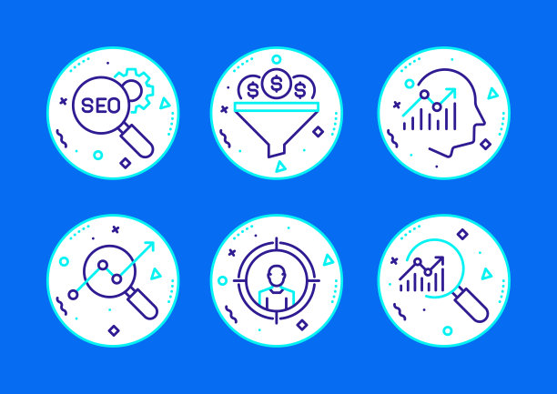 SEO相关线性图标矢量符号插图图片下载