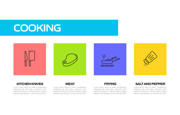 烹饪相关线条图标。向量符号说明。图片下载