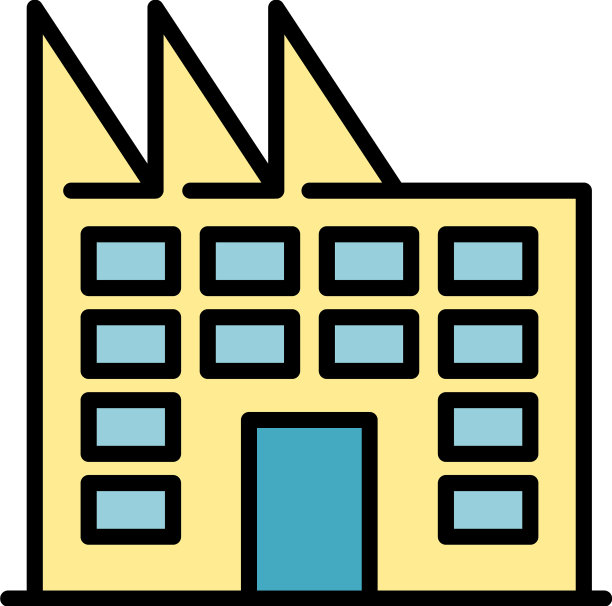 彩色工厂建筑轮廓图标图片下载