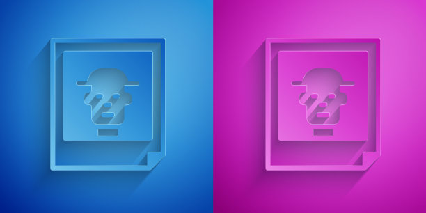 剪纸照片图标孤立的蓝色和紫色图片下载