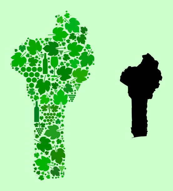 贝宁地图-葡萄酒和葡萄的拼贴画图片下载