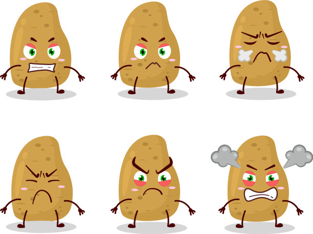 土豆卡通人物带着各种各样的愤怒图片下载
