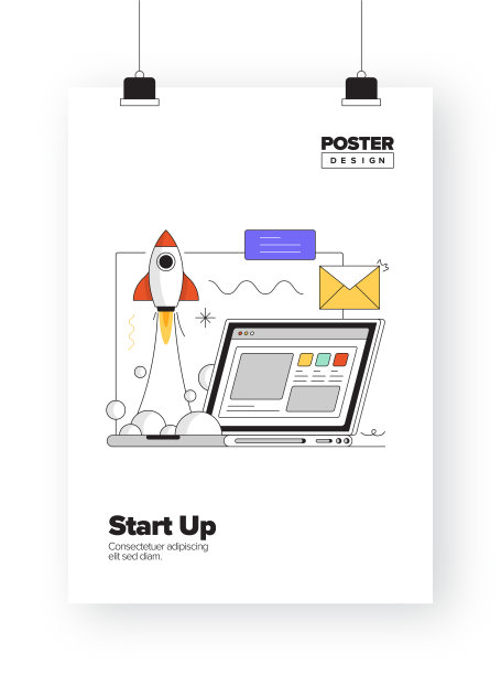 启动海报，封面和横幅，广告和营销材料的概念图片下载