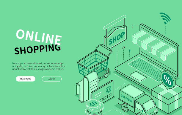 网上购物-在线设计风格等距网图片下载