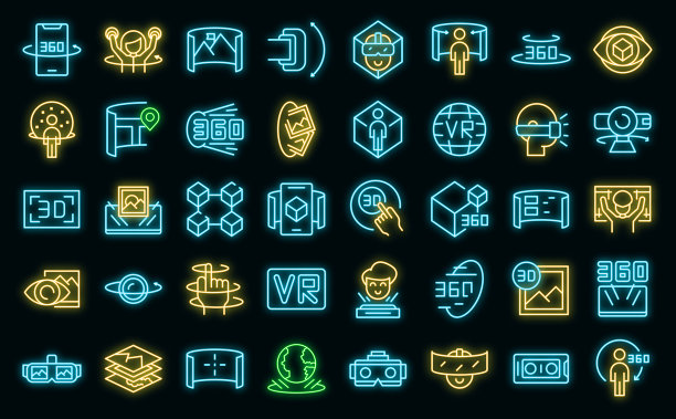 虚拟旅游图标设置霓虹灯图片下载