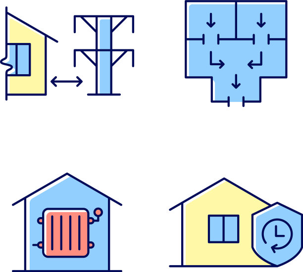 房屋建筑法规RGB颜色图标集图片下载