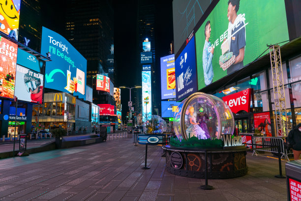 看时代广场，百老汇在清晨播放广告图片下载