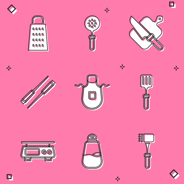 设置刨丝器、刮刀、砧板和餐刀图片下载